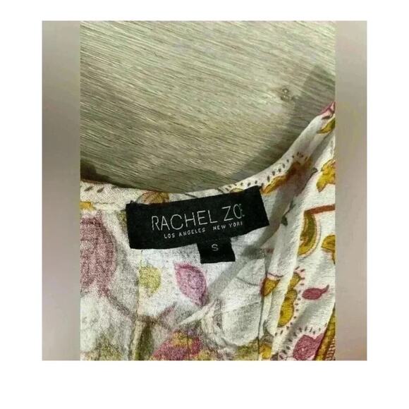 Rachel Zoe 3/4 Sleeve Peasant Top Size S Small Floral Blouse Boho, Yellow Pink - Picture 2 of 8